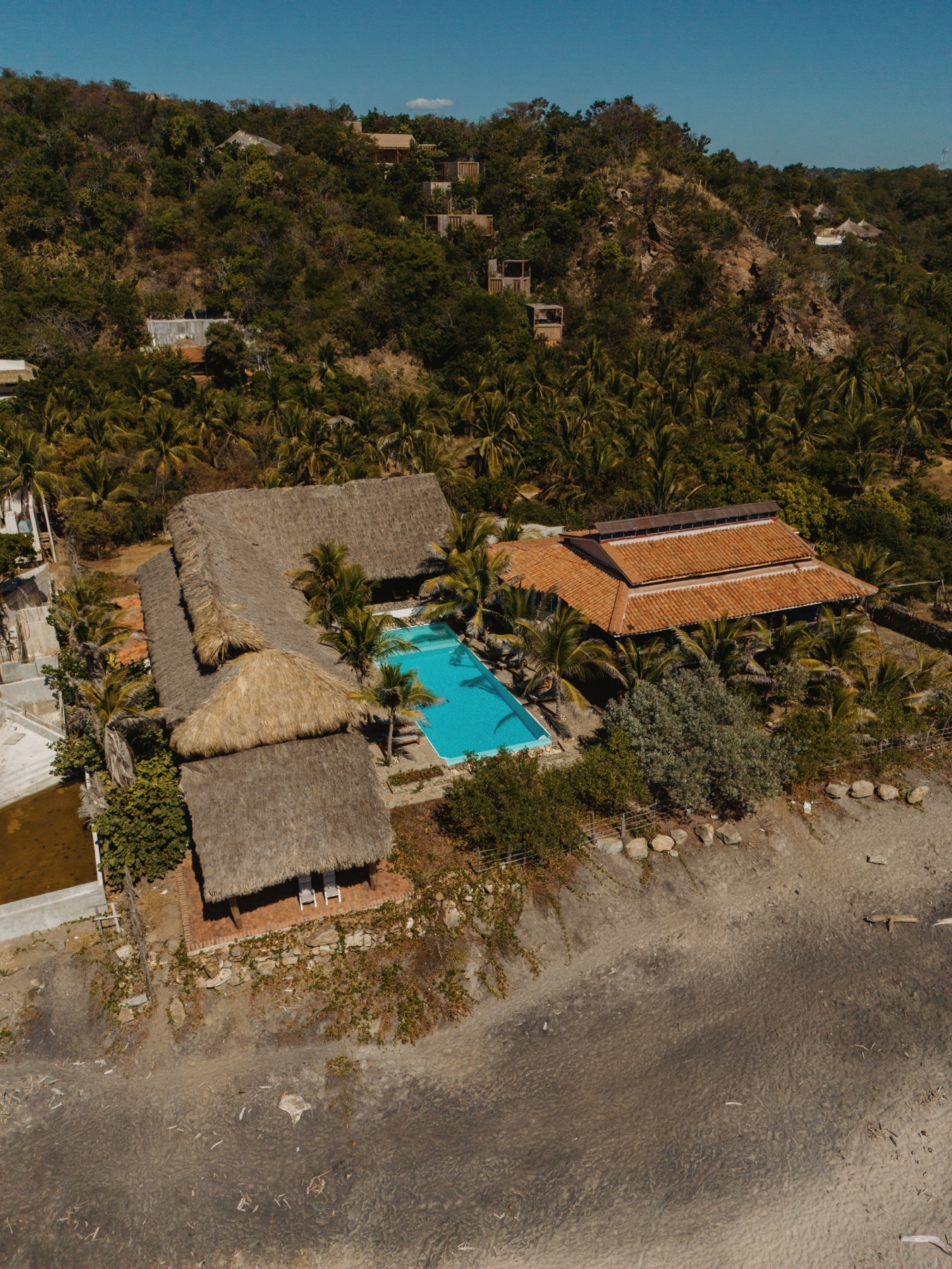Aerial view of Casa Ofelia on Playa Mermejita